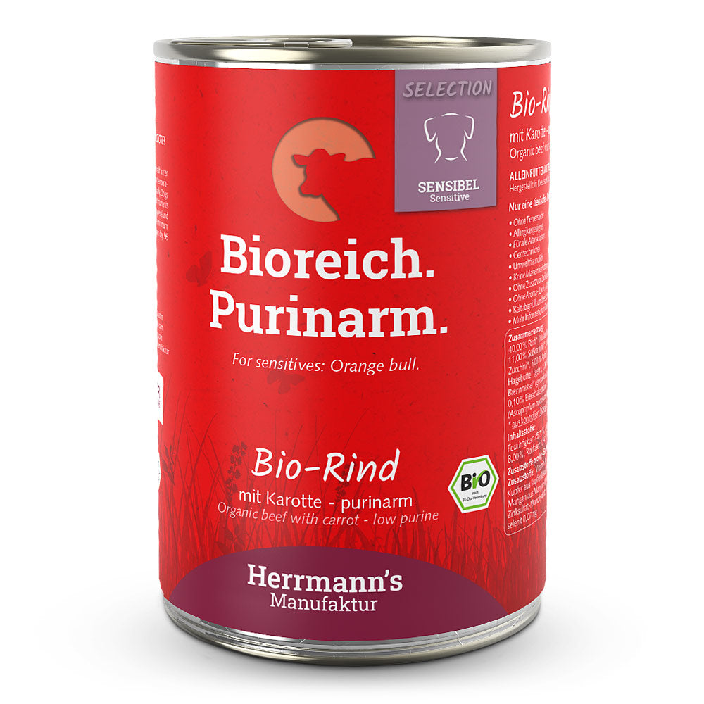 Herrmann's : Pâtée Chien Bioreich Pauvre en purines Bœuf bio avec Carotte