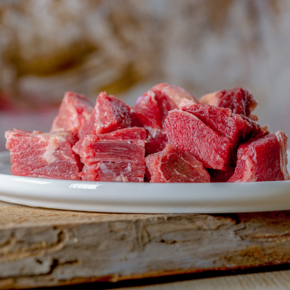 Barfgold Rindermuskelfleisch durchwachsen gewürfelt