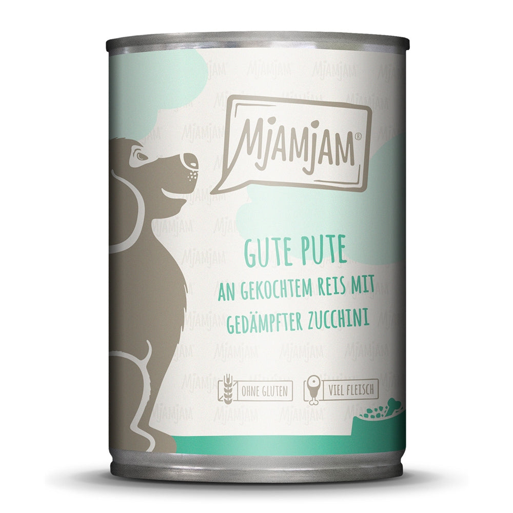MjAMjAM : Pâtée Chien Bonne Dinde avec Riz cuit & Courgettes cuites à la vapeur