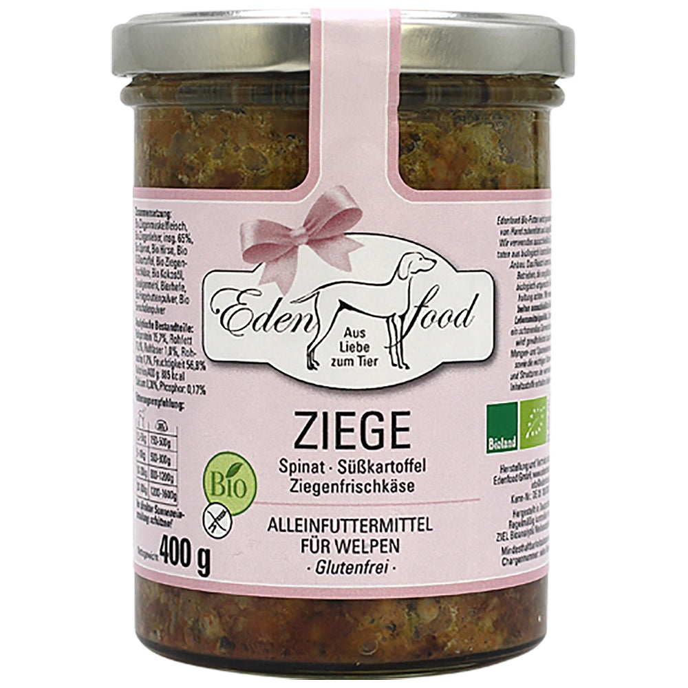 Edenfood : Dog Menu bio Chiot Chèvre, Épinards, Millet & Patate douce