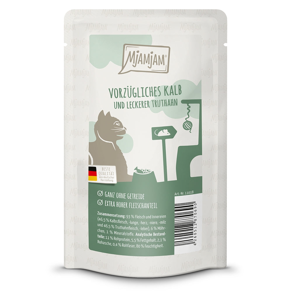 MjAMjAM Katze Quetschie Vorzügliches Kalb & Truthahn an leckeren Möhrchen