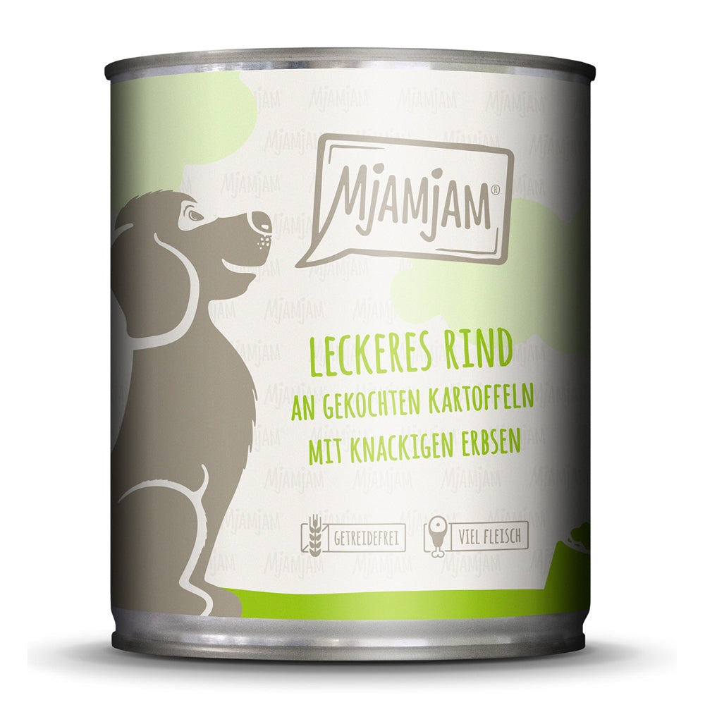 MjAMjAM Dog Leckeres Rind mit gekochten Kartoffeln & knackigen Erbsen