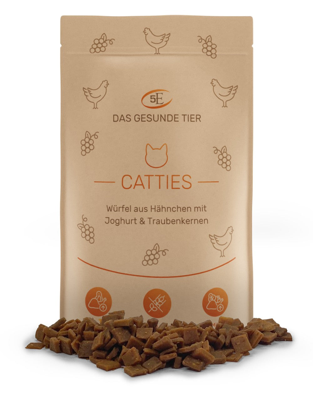 Das Gesunde Tier Snacks Catties - Hähnchenfleischwürfel mit Joghurt und Traubenkernen