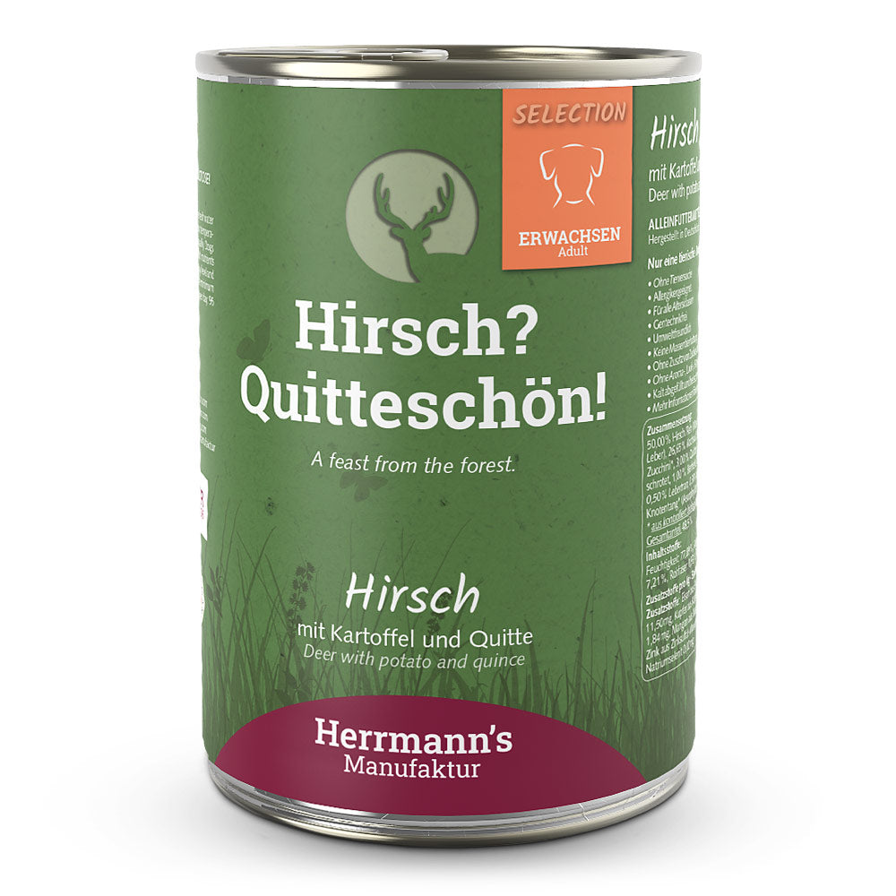 Herrmann's : Dog Adult Cerf bio avec Pomme de terre et Coing