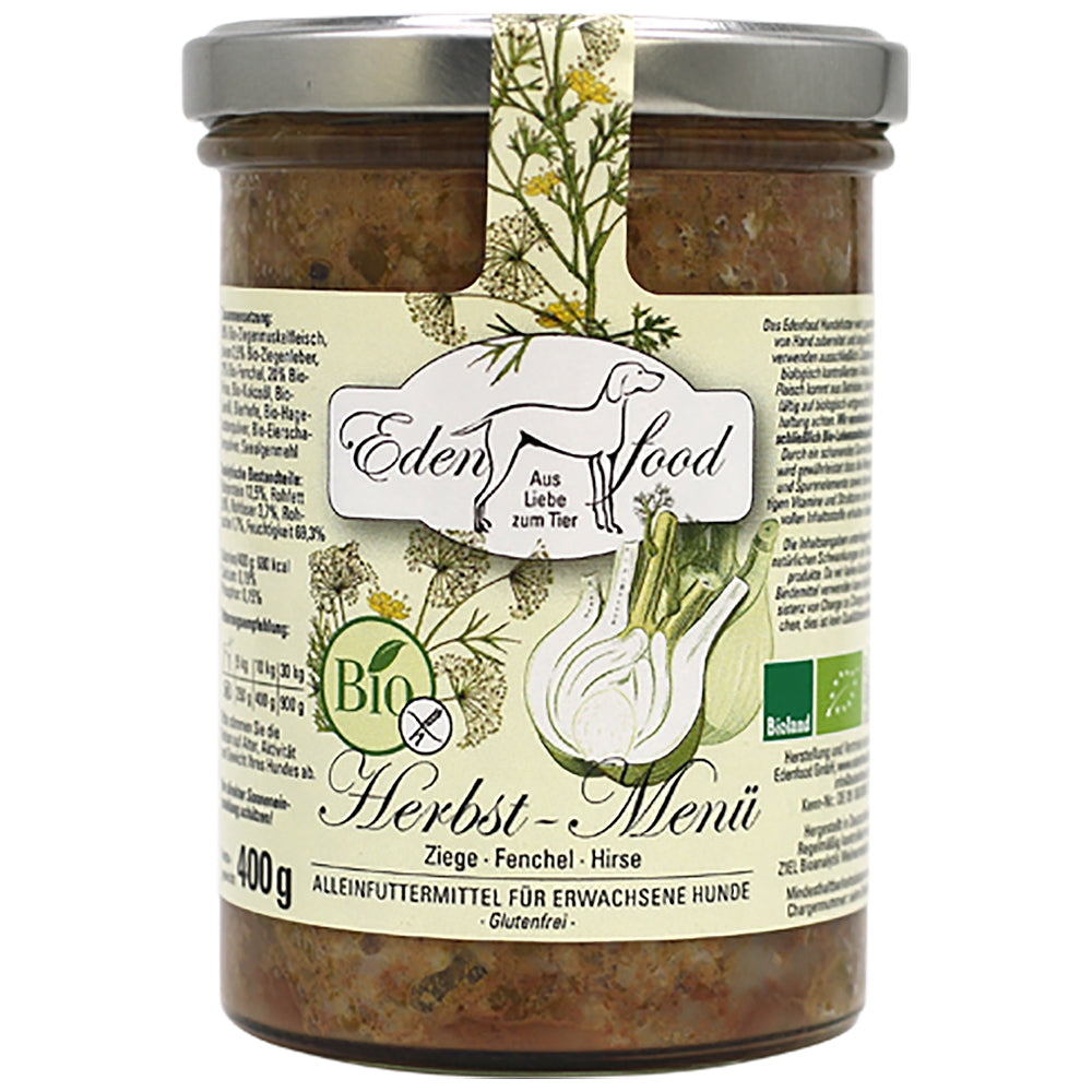 Edenfood : Dog Menu bio Automne Chèvre, Fenouil & Millet