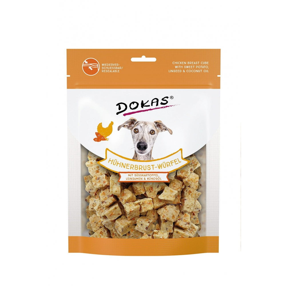 Dokas : Dés de poitrine de poulet avec Patate douce, Lin & Huile de coco
