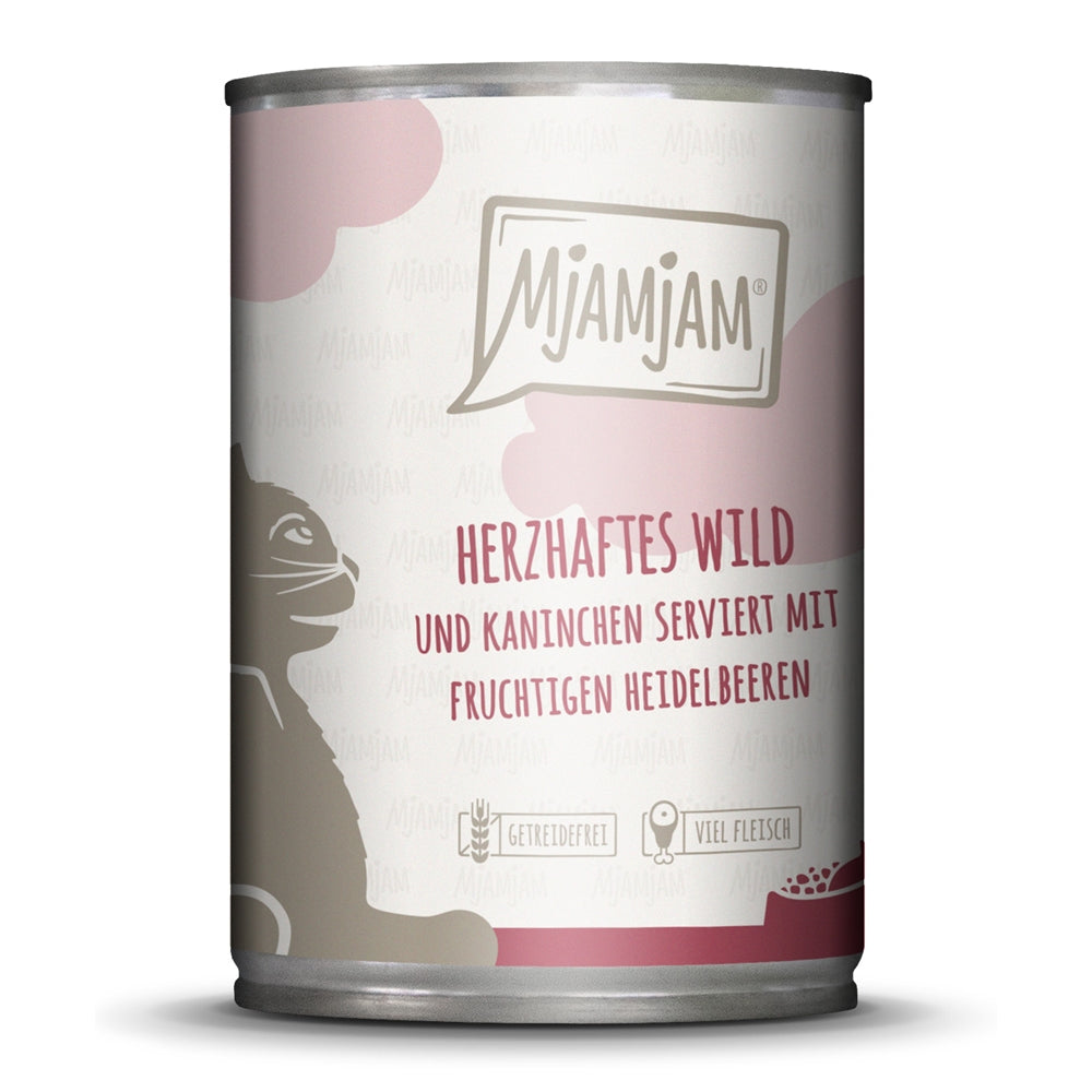 MjAMjAM Cat Herzhaftes Wild mit Kaninchen & fruchtigen Heidelbeeren