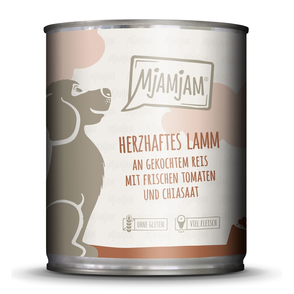 MjAMjAM : Pâtée Chien Agneau corsé avec Riz cuit & Tomates fraîches