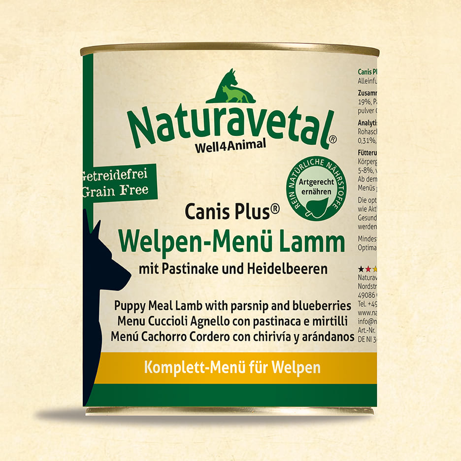 Naturavetal : Menu Chiot Agneau avec Panais et Peat (Moor) Canis Plus