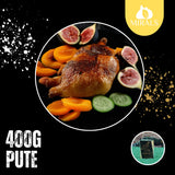 MIRALS Légers dés de dinde sur salade de mâche et concombre, purée de figues et abricots