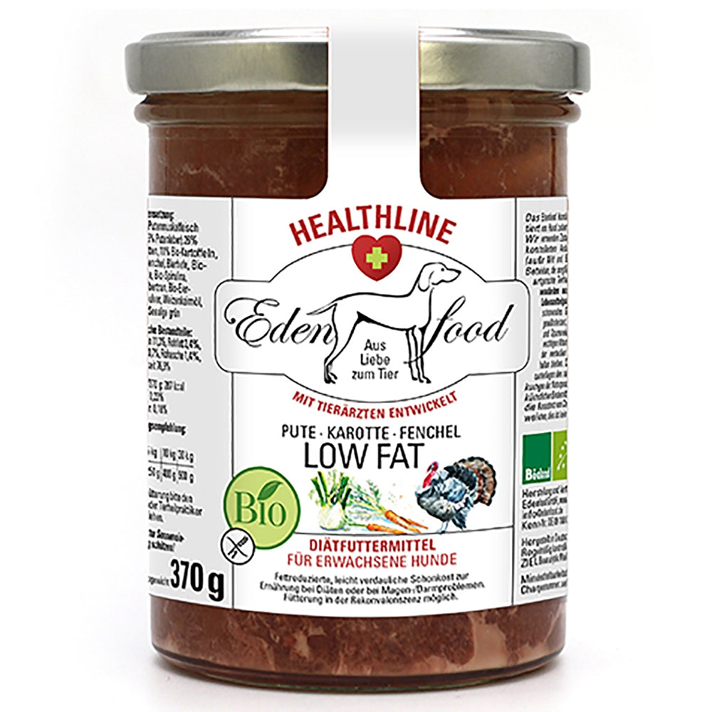 Edenfood Healthline Fettarmes Hundemenü Pute, Karotte & Fenchel